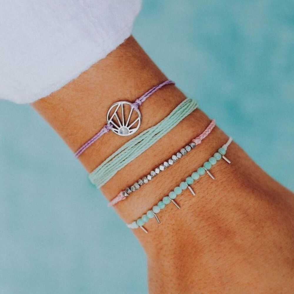 Pura Vida January 2020 Subscription 4 Bracelets Dawn Set Amazonite Stones M - Picture 8 of 8